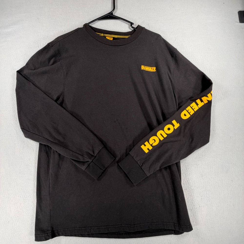 DeWalt Mens Large Black Long Sleeve T Shirt Built Tough Logo Workwear Tool Shirt